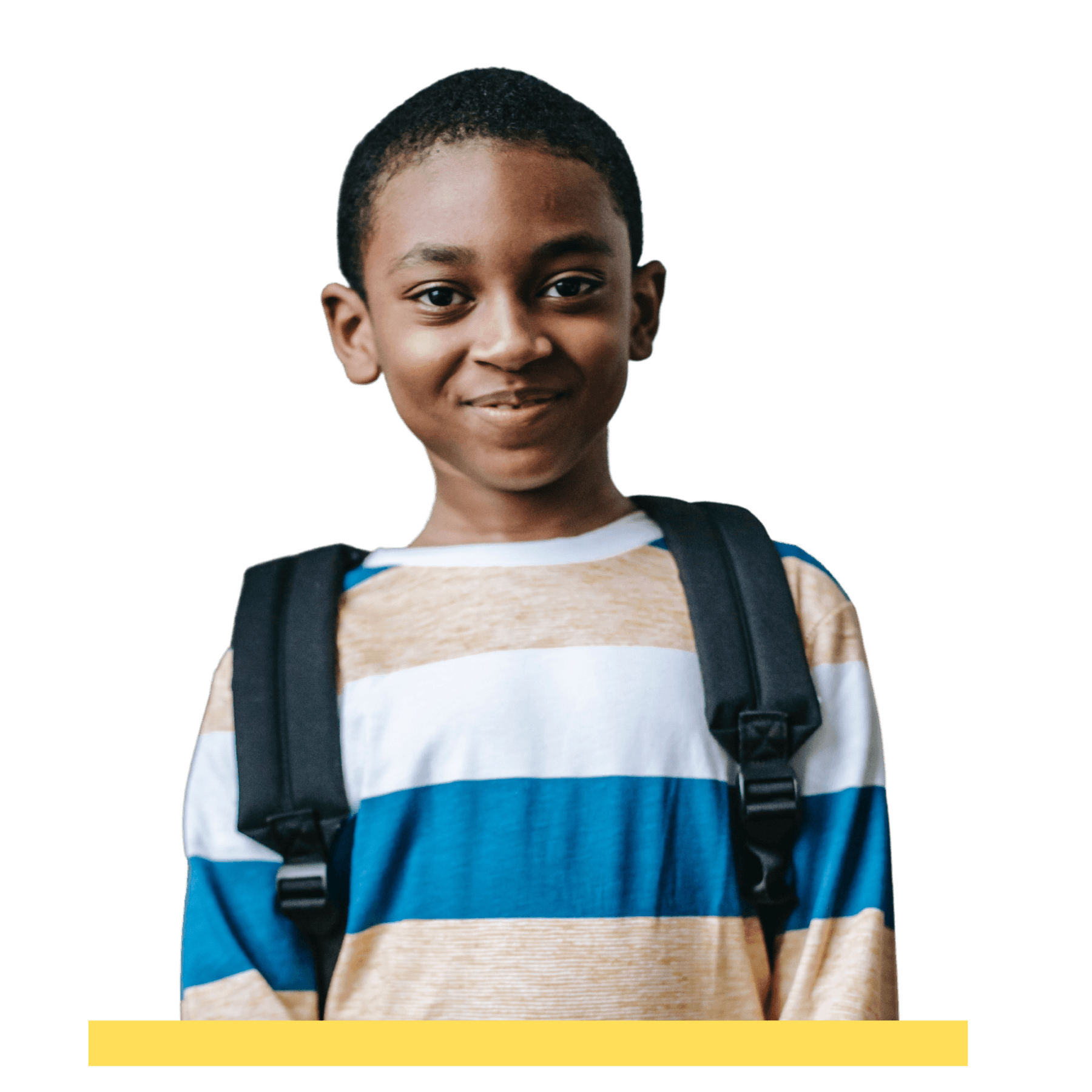 Student smiling towards the camera wearing a backpack